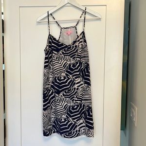 Lilly Pulitzer Dress Adjustable Straps Small Blue and White